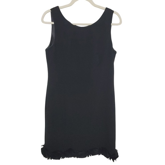 Sandra Darren Black Dress Size 10 Sleeveless Cocktail Party Flapper Rose - Picture 1 of 5
